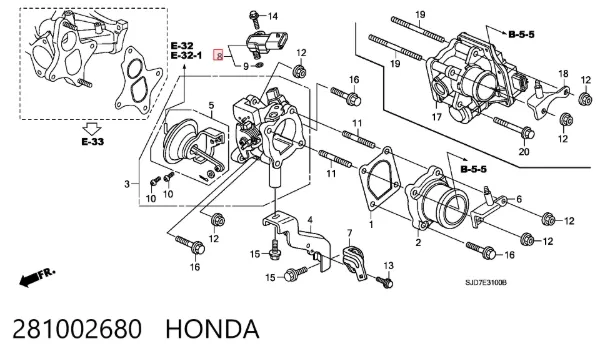 Sensor de presión del colector de admisión 281002680 Honda