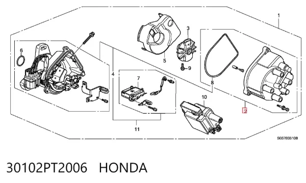 Tapa de distribuidor de encendido 30102PT2006 Honda