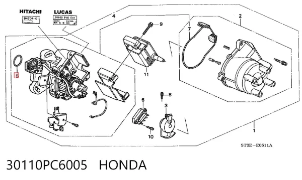 Junta tórica del distribuidor 30110PC6005 Honda