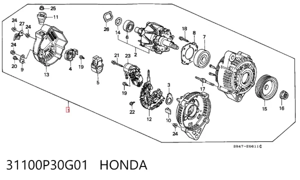 Alternador 31100P30G01 Honda
