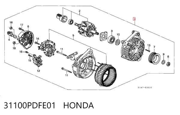 Alternador 31100PDFE01 Honda