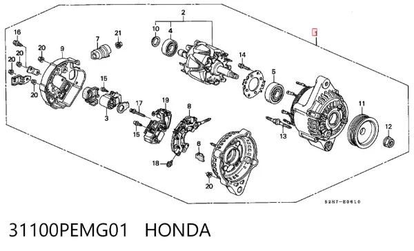 Alternador 31100PEMG01 Honda