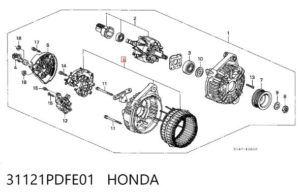 Puente de diodos, alternador 31121PDFE01 Honda
