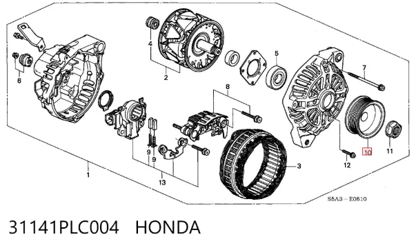 Polea alternador 31141PLC004 Honda