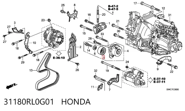 Polea tensora correa poli V 31180RL0G01 Honda