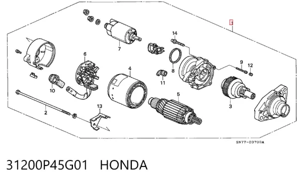 Motor de arranque 31200P45G01 Honda