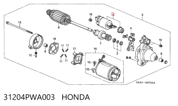 Solenoide de arranque 31204PWA003 Honda