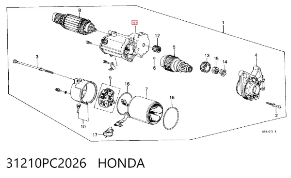 Solenoide de arranque 31210PC2026 Honda