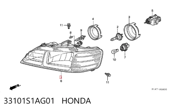 Faro derecho 33101S1AG01 Honda