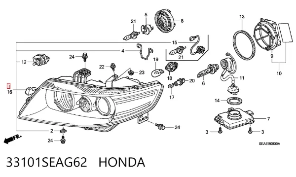 Faro derecho 33101SEAG62 Honda