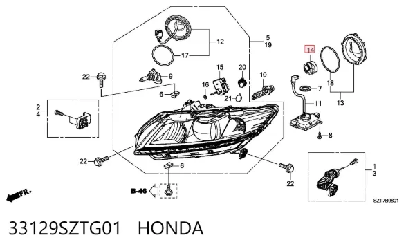 Centralita, faros xenon 33129SZTG01 Honda
