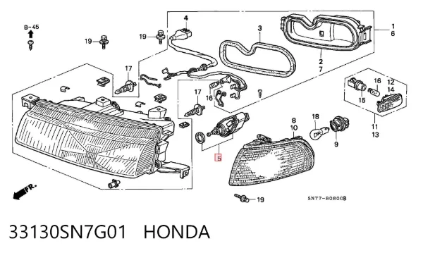 Motor regulador de faros 33130SN7G01 Honda
