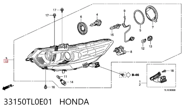 Faro izquierdo 33150TL0E01 Honda