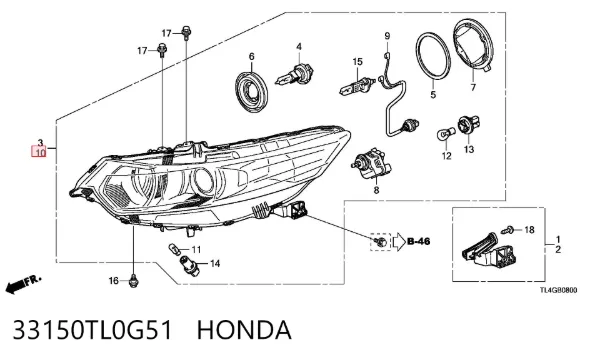 Faro izquierdo 33150TL0G51 Honda