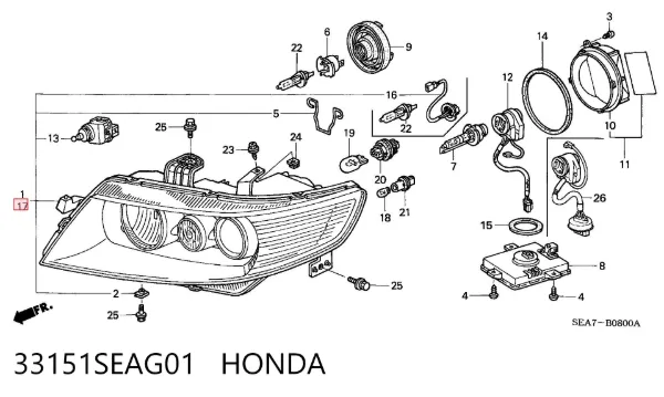 Faro izquierdo 33151SEAG01 Honda