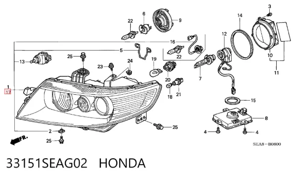 Faro izquierdo 33151SEAG02 Honda