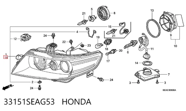 Faro izquierdo 33151SEAG53 Honda