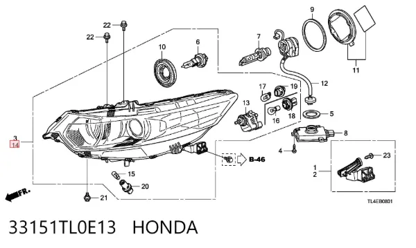 Faro izquierdo 33151TL0E13 Honda