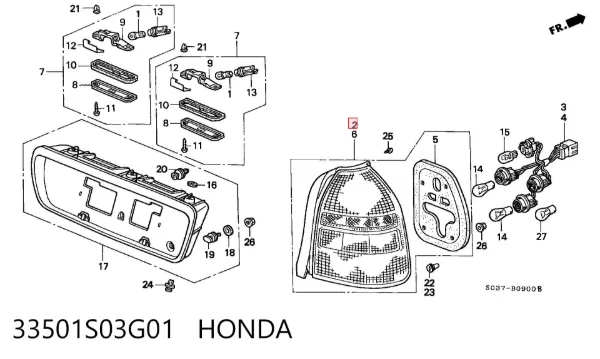 Piloto trasero derecho 33501S03G01 Honda