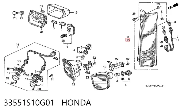 Piloto trasero izquierdo 33551S10G01 Honda