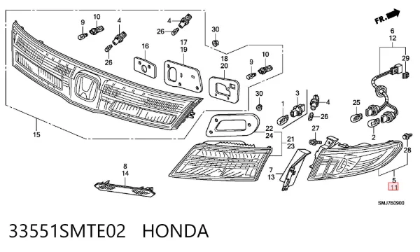 Piloto trasero exterior izquierdo 33551SMTE02 Honda