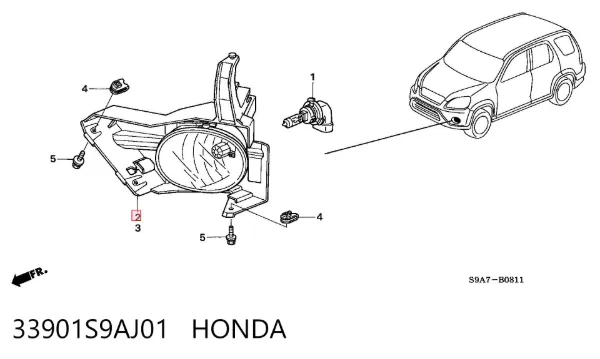 Faro antiniebla derecho 33901S9AJ01 Honda