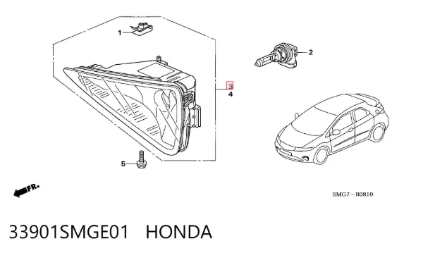 Faro antiniebla derecho 33901SMGE01 Honda