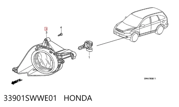 Faro antiniebla derecho 33901SWWE01 Honda