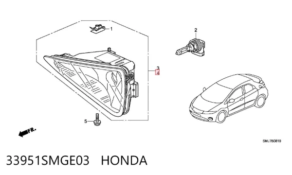 Luz antiniebla izquierdo 33951SMGE03 Honda