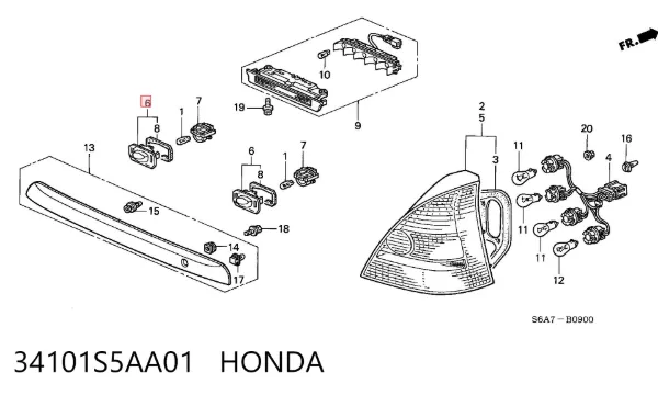 Luz matricula 34101S5AA01 Honda