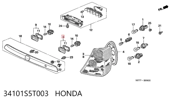 Luz matricula 34101S5T003 Honda