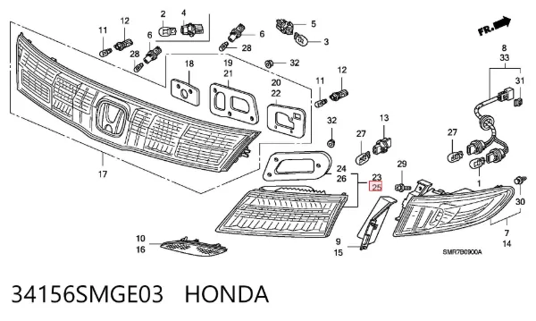 Piloto trasero interior izquierdo 34156SMGE03 Honda