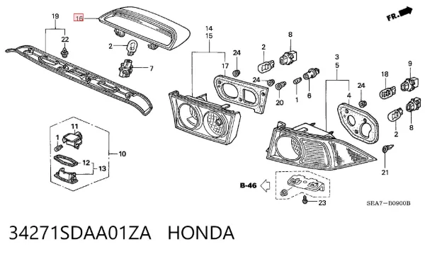 Tercera luz de freno 34271SDAA01ZA Honda