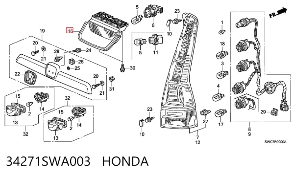 Tercera luz de freno 34271SWA003 Honda