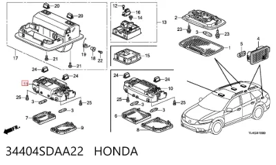 Luz de techo interior (cabina) HONDA 34404SDAA22