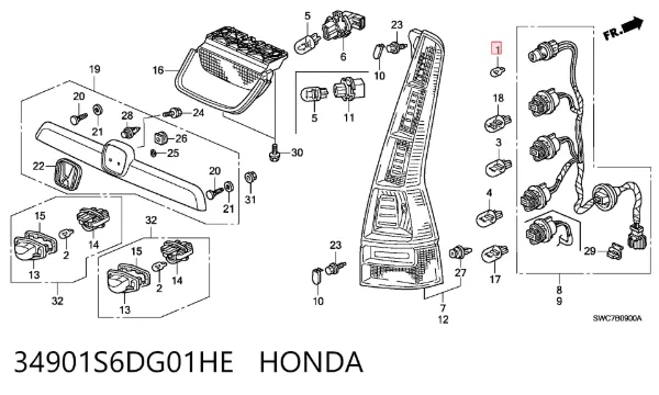 Lámpara de intermitente 34901S6DG01HE Honda