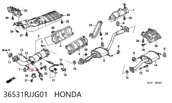 Sensor de oxígeno previo al catalizador 36531RJJG01 Honda