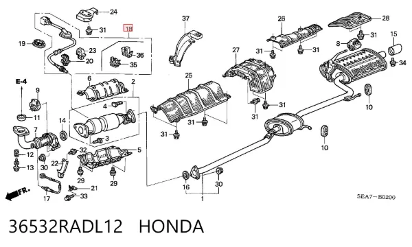 Sonda lambda de oxígeno posterior al catalizador 36532RADL12 Honda
