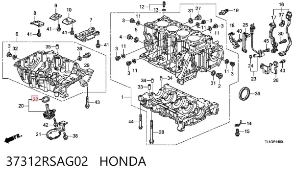 Anillo de estanqueidad del sensor de nivel de aceite 37312RSAG02 Honda