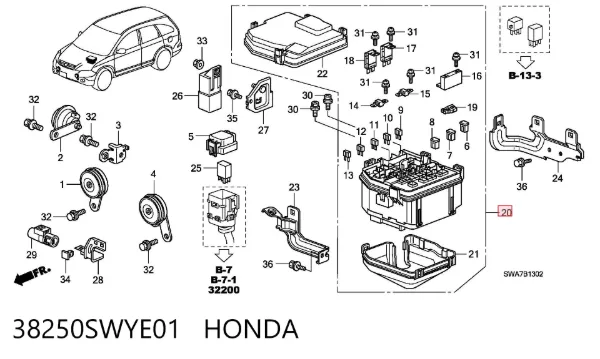 Caja de fusibles Honda CR-V III
