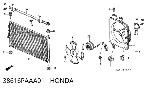 Motor del ventilador del aire acondicionado 38616PAAA01 Honda