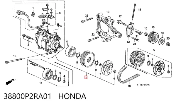 Compresor de aire acondicionado 38800P2RA01 Honda