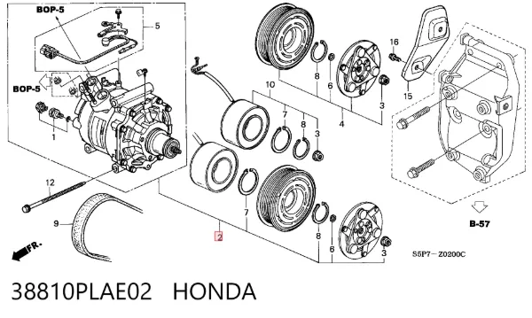 Compresor de aire acondicionado 38810PLAE02 Honda