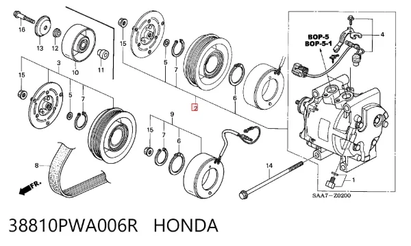 Compresor de aire acondicionado 38810PWA006R Honda