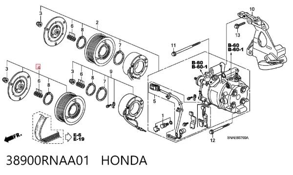 Polea del compresor de aire acondicionado 38900RNAA01 Honda