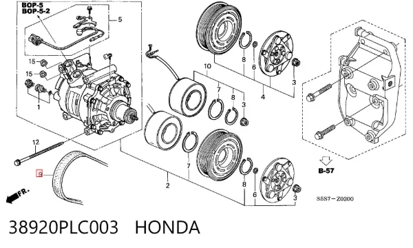 Correa de alternador 38920PLC003 Honda