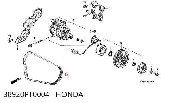 Correa de alternador 38920PT0004 Honda