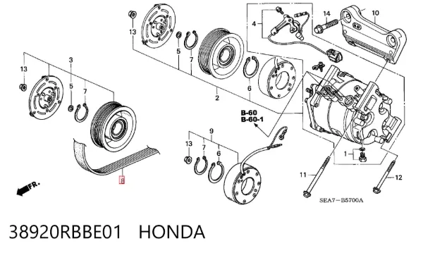 Correa de alternador 38920RBBE01 Honda