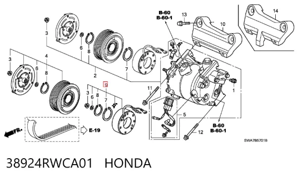 Acoplamiento magnético, compresor del aire acondicionado  38924RWCA01 Honda