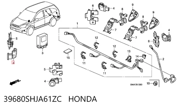 Sensor lateral delantero/trasero de aparcamiento 39680SHJA61ZC Honda
